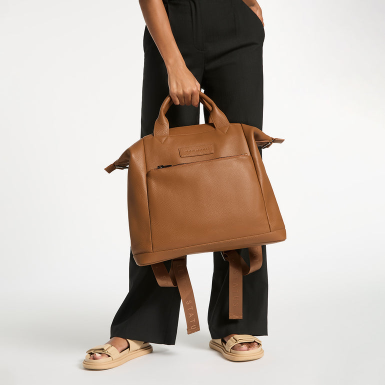 Status Anxiety Comes In Waves Leather Baby Bag Camel