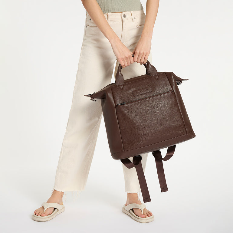 Status Anxiety Comes In Waves Leather Baby Bag Cocoa