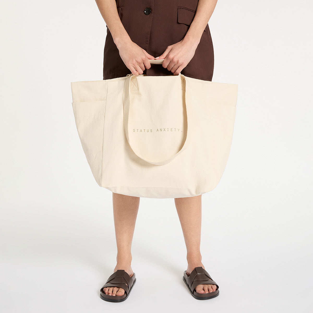 Knees Deep Cream Oversized Tote Status Anxiety