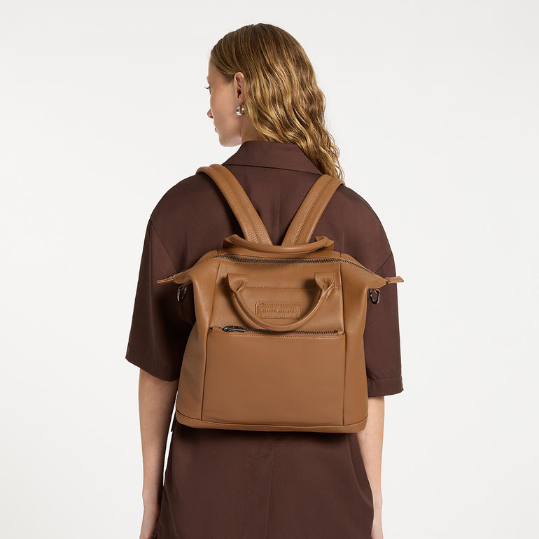 Status Anxiety Mini Waves Leather Backpack Camel