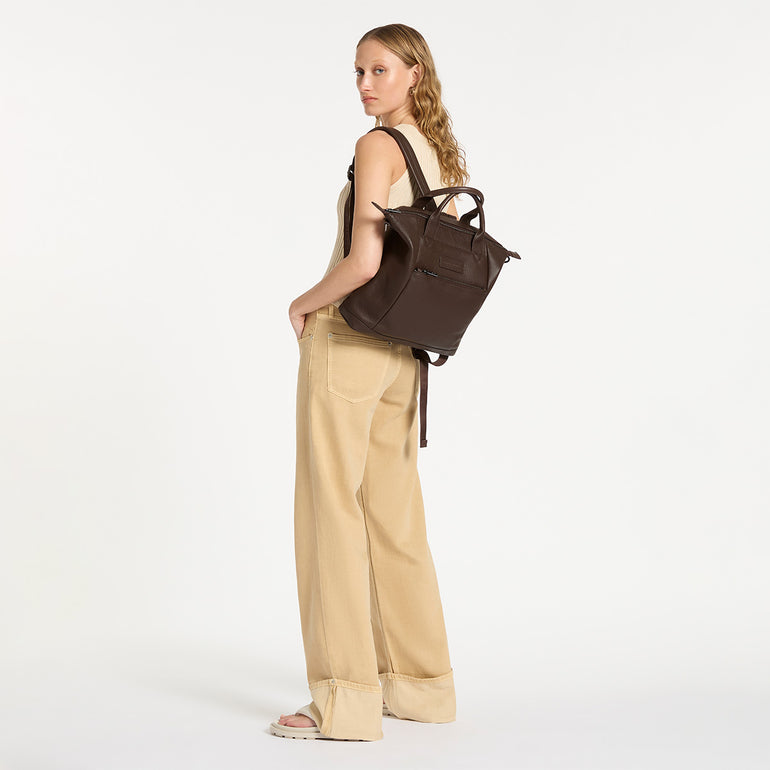 Status Anxiety Mini Waves Leather Backpack Cocoa