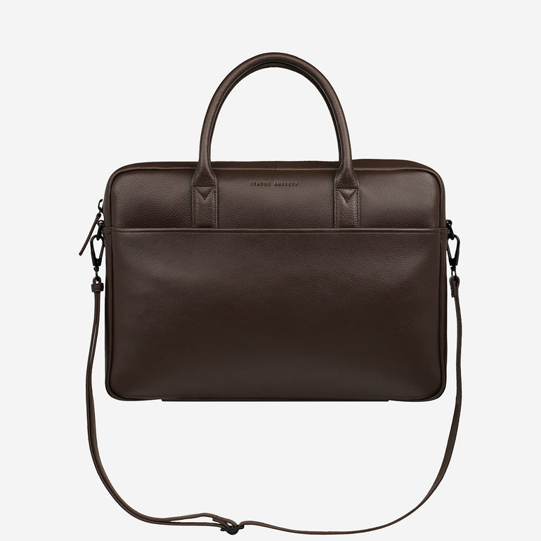 Status Anxiety Risking All Leather Laptop Bag Cocoa