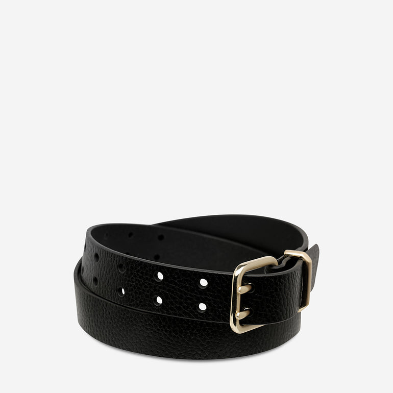 Status Anxiety Barely Moving Women’s Leather Belt Black/Gold