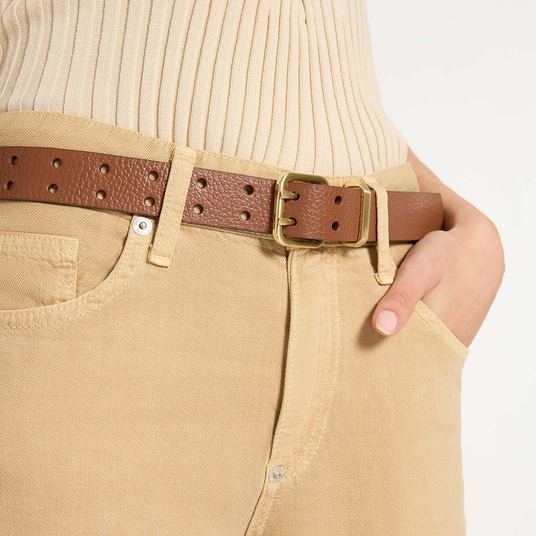 Status Anxiety Barely Moving Women’s Leather Belt Tan/Gold