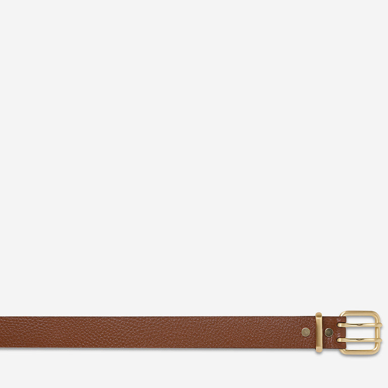 Status Anxiety Barely Moving Women’s Leather Belt Tan/Gold