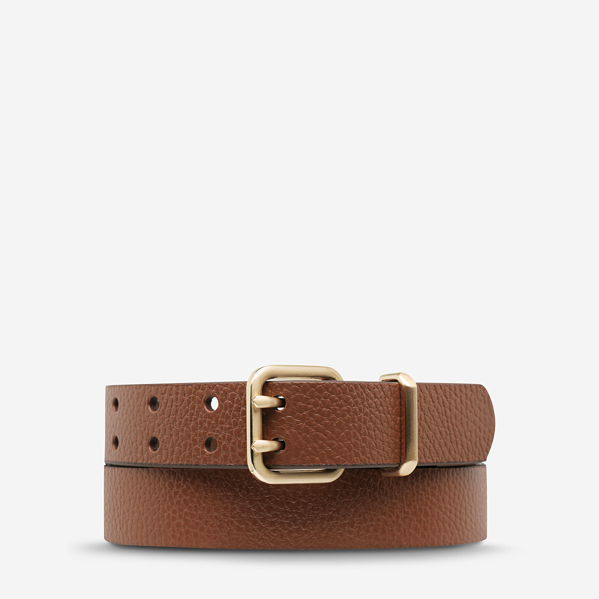 Status Anxiety Barely Moving Women’s Leather Belt Tan/Gold