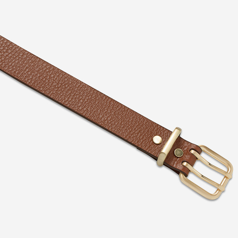 Status Anxiety Barely Moving Women’s Leather Belt Tan/Gold