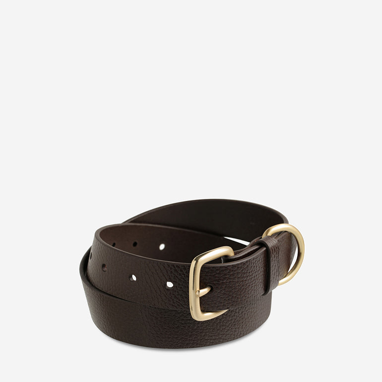 Status Anxiety Disarm Women's Leather Belt Choc/Gold