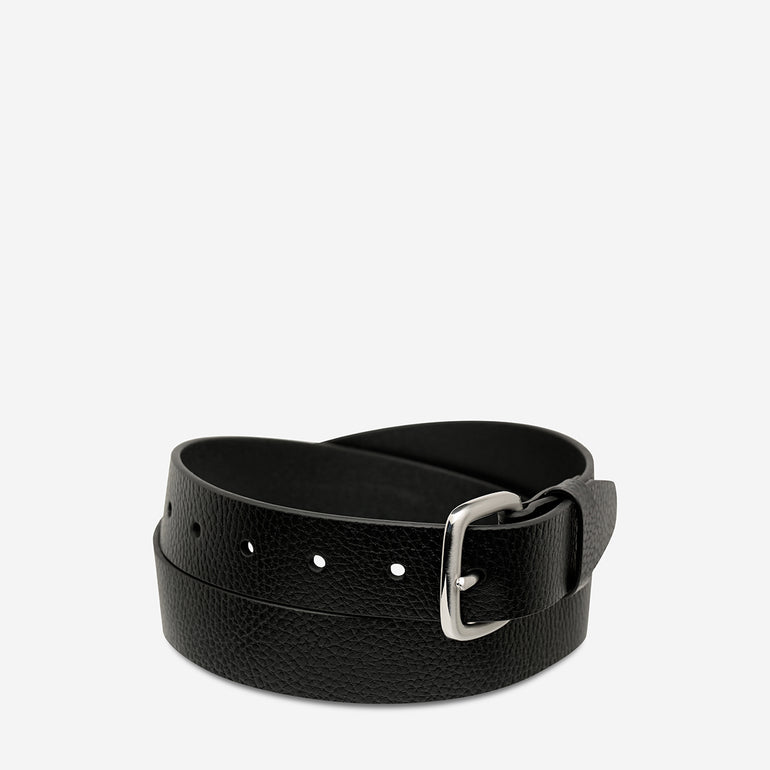 Status Anxiety Ease Up Unisex Leather Belt Black/Silver