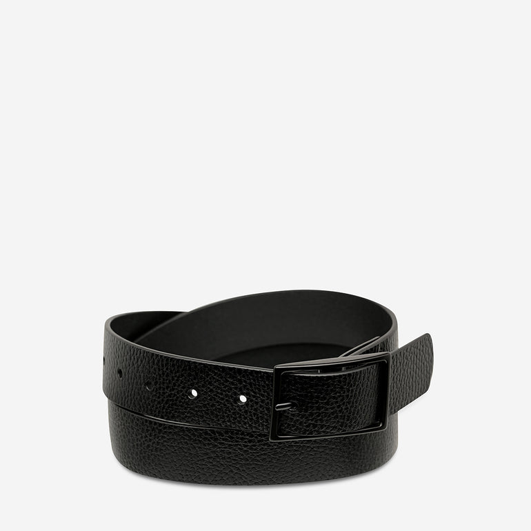 Status Anxiety Getting Real Unisex Leather Belt Black