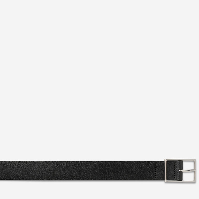 Status Anxiety Getting Real Unisex Leather Belt Black/Silver