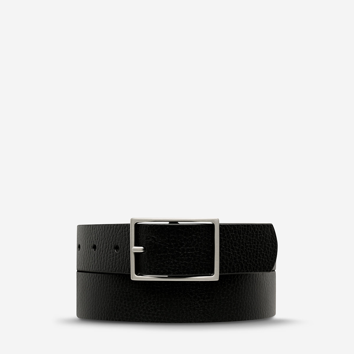 Status Anxiety Getting Real Unisex Leather Belt Black/Silver