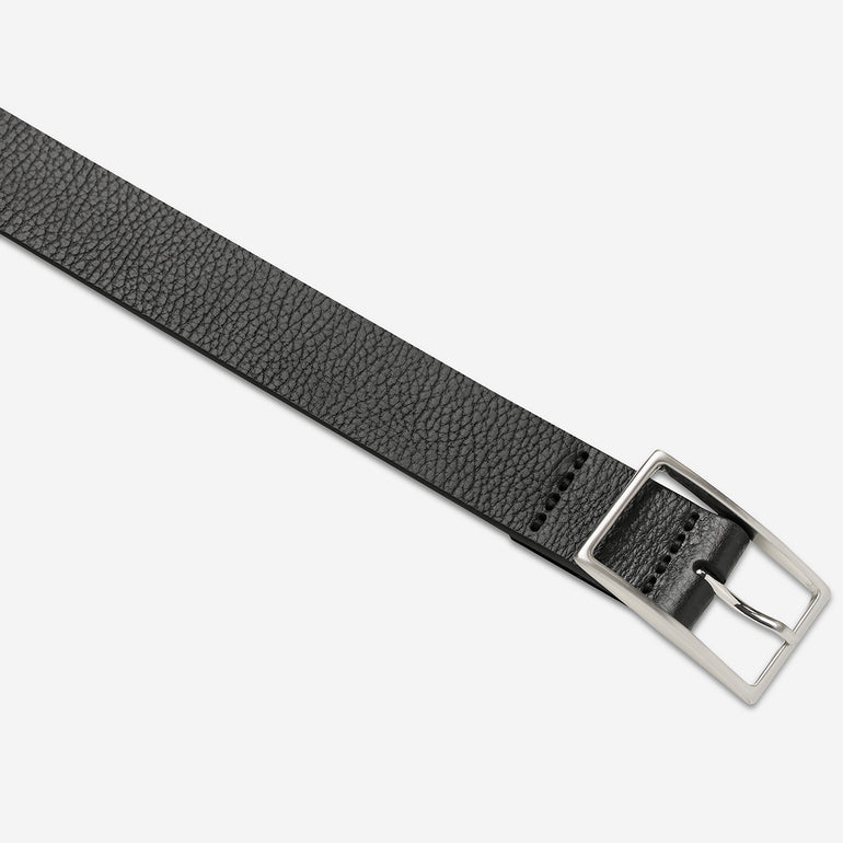 Status Anxiety Getting Real Unisex Leather Belt Black/Silver