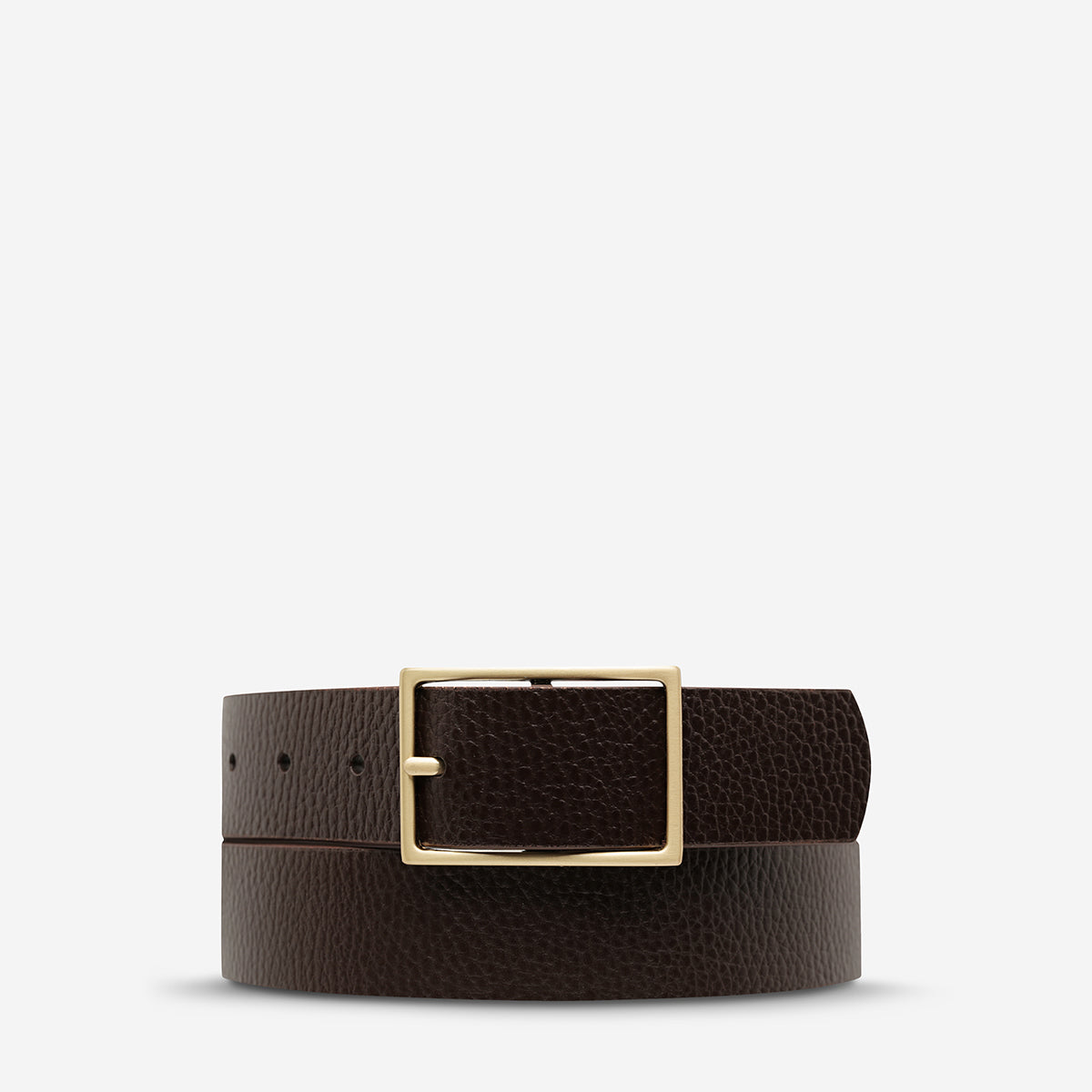 Status Anxiety Getting Real Unisex Leather Belt Choc/Gold