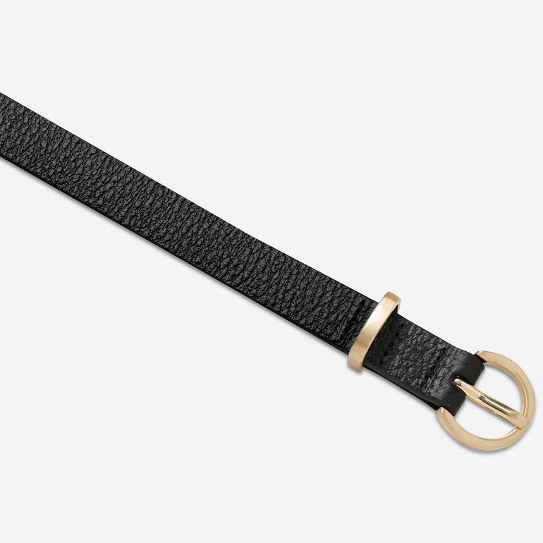 Status Anxiety Happens All The Time Women’s Leather Belt Black/Gold