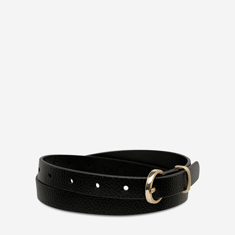 Status Anxiety Happens All The Time Women’s Leather Belt Black/Gold