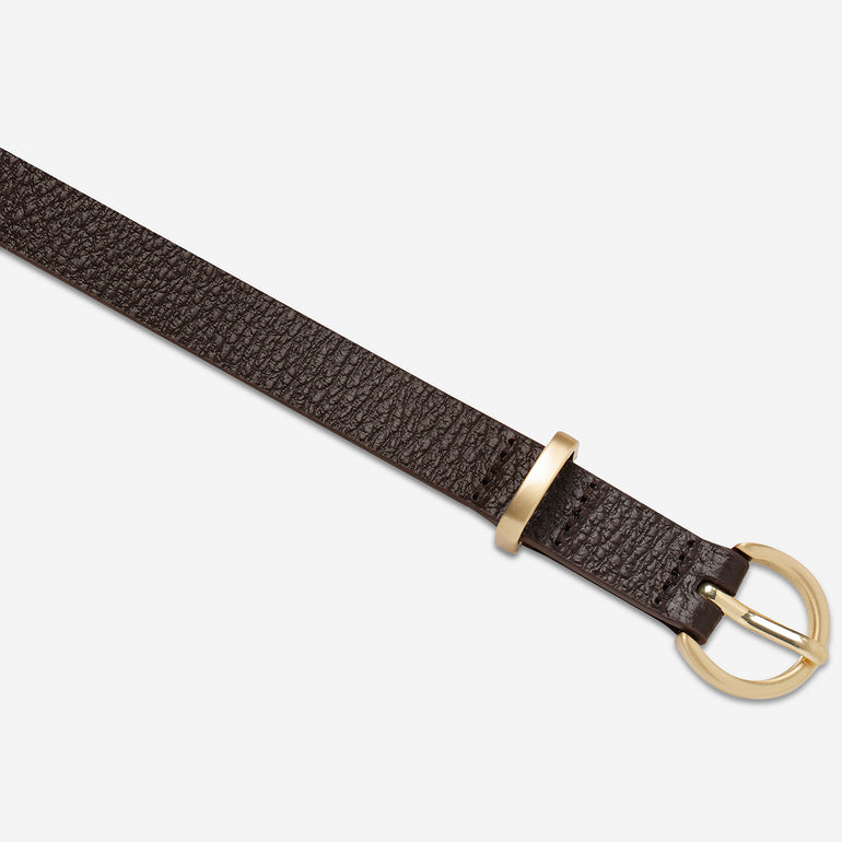 Status Anxiety Happens All The Time Women’s Leather Belt Choc/Gold