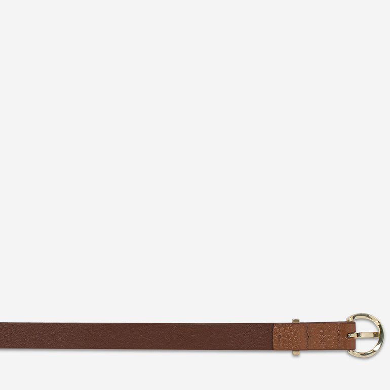 Status Anxiety Happens All The Time Women’s Leather Belt Tan/Gold