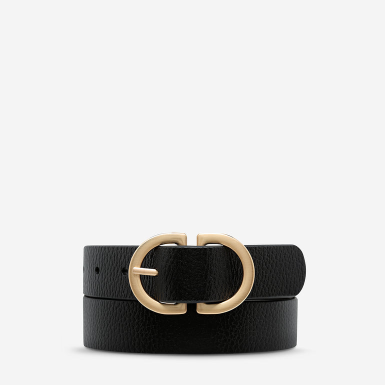 Status Anxiety In Reverse Women's Leather Belt Black