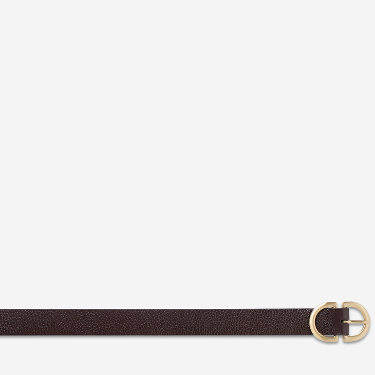 Status Anxiety In Reverse Women's Leather Belt Choc / Gold