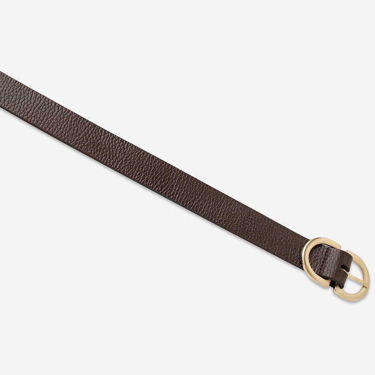 Status Anxiety In Reverse Women's Leather Belt Choc / Gold