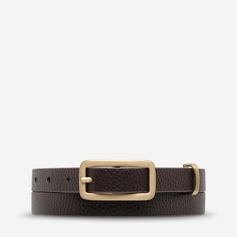 Status Anxiety Muse Women's Leather Belt Choc/Gold