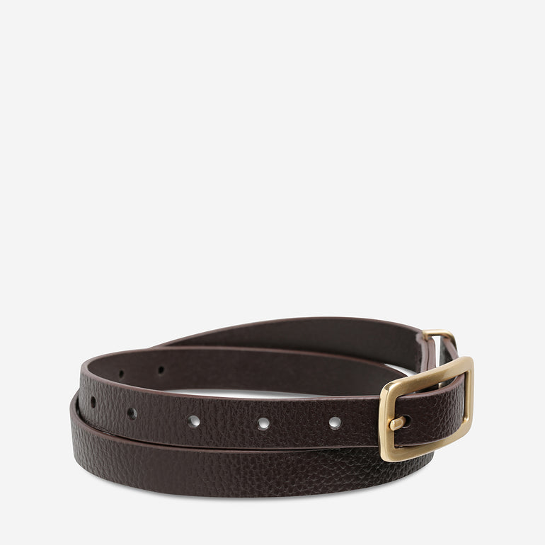 Status Anxiety Muse Women's Leather Belt Choc/Gold