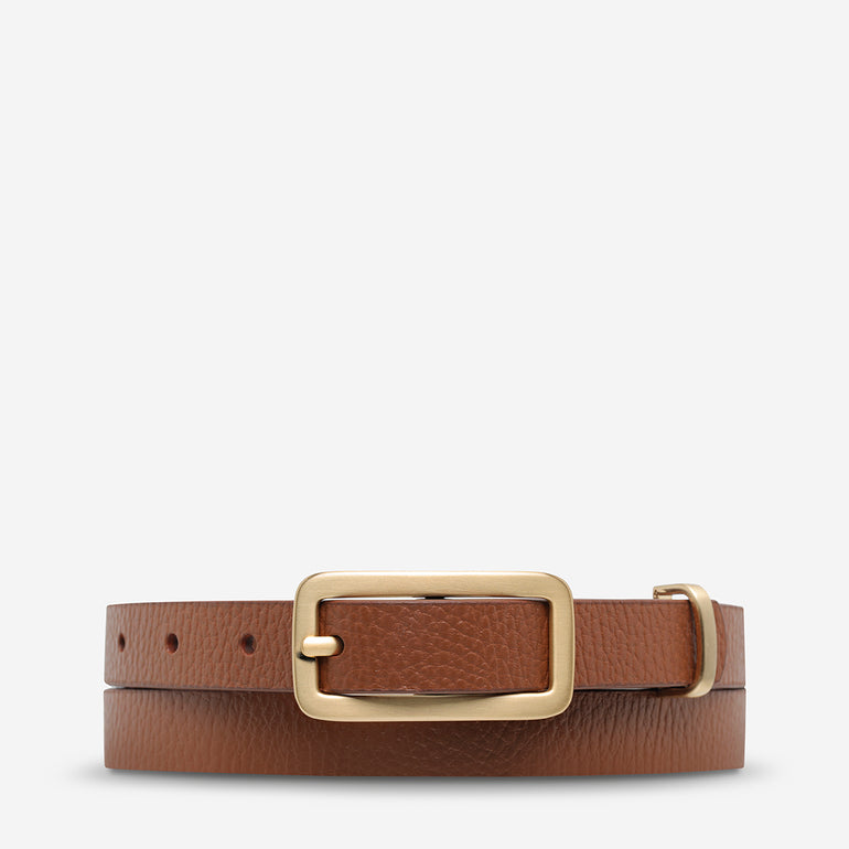 Status Anxiety Muse Women's Leather Belt Tan/Gold