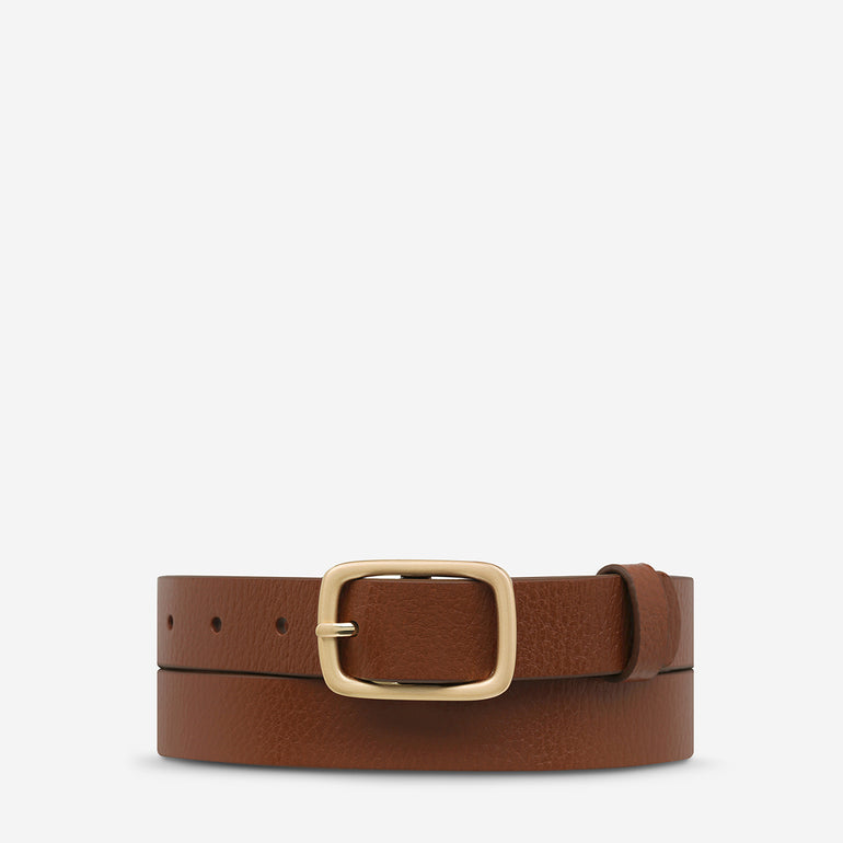 Status Anxiety Nobody's Fault Women's Leather Belt Tan/Gold