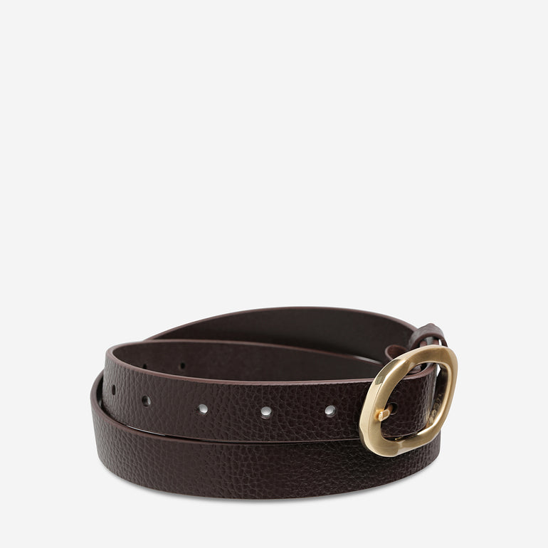 Status Anxiety Nocturne Women's Leather Belt Choc/Gold