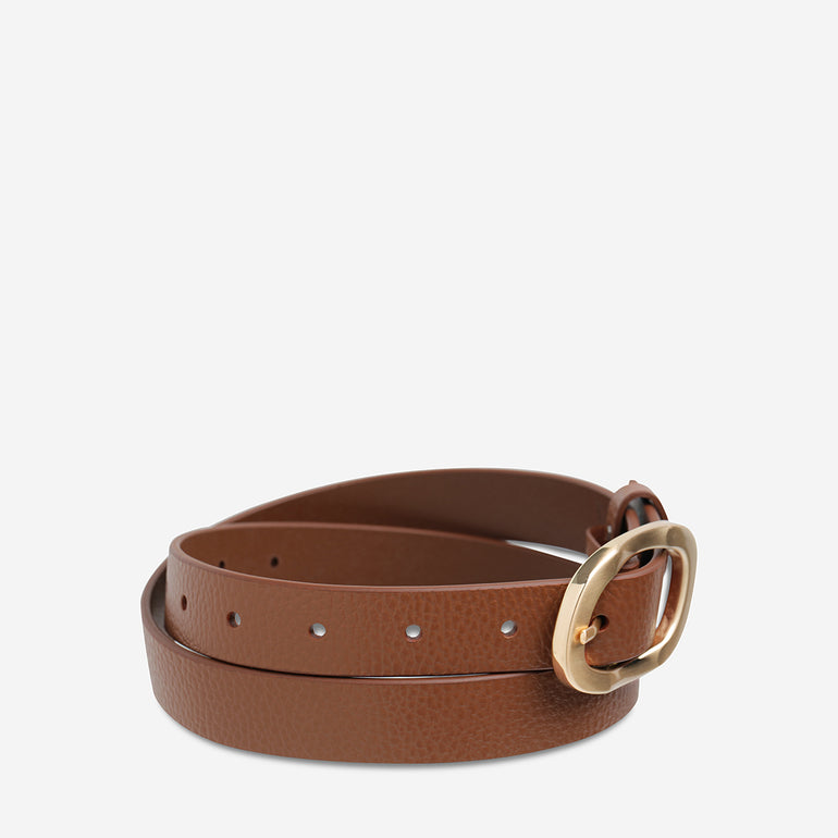 Status Anxiety Nocturne Women's Leather Belt Tan/Gold