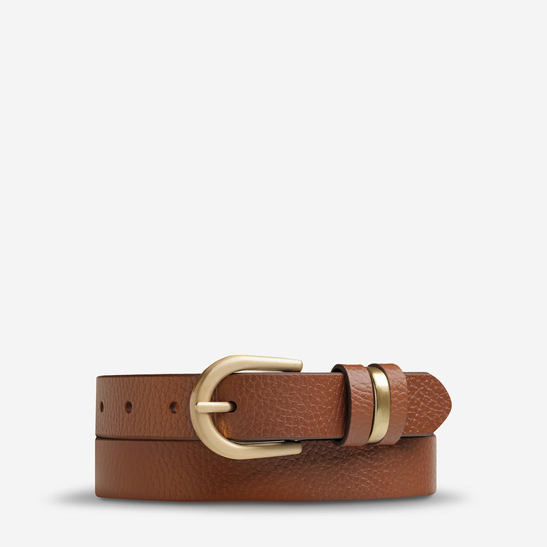 Status Anxiety Over and Over Women's Leather Belt Tan / Gold