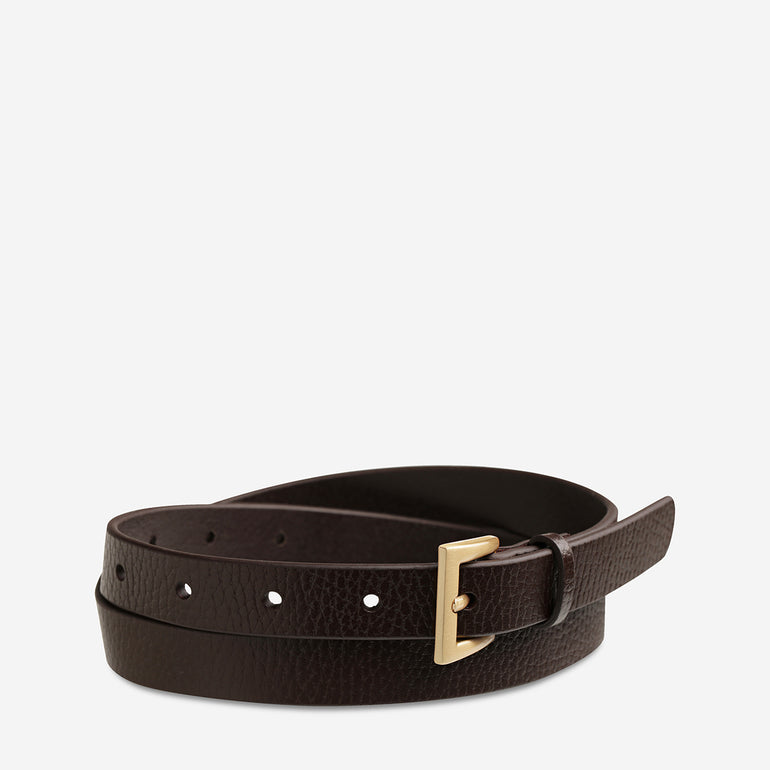 Status Anxiety ‘Part of Me’ Women's Leather Belt Choc / Gold