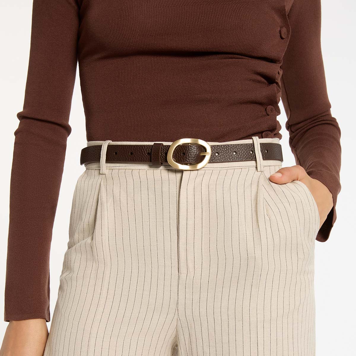 Status Anxiety Nocturne Women's Leather Belt Choc/Gold