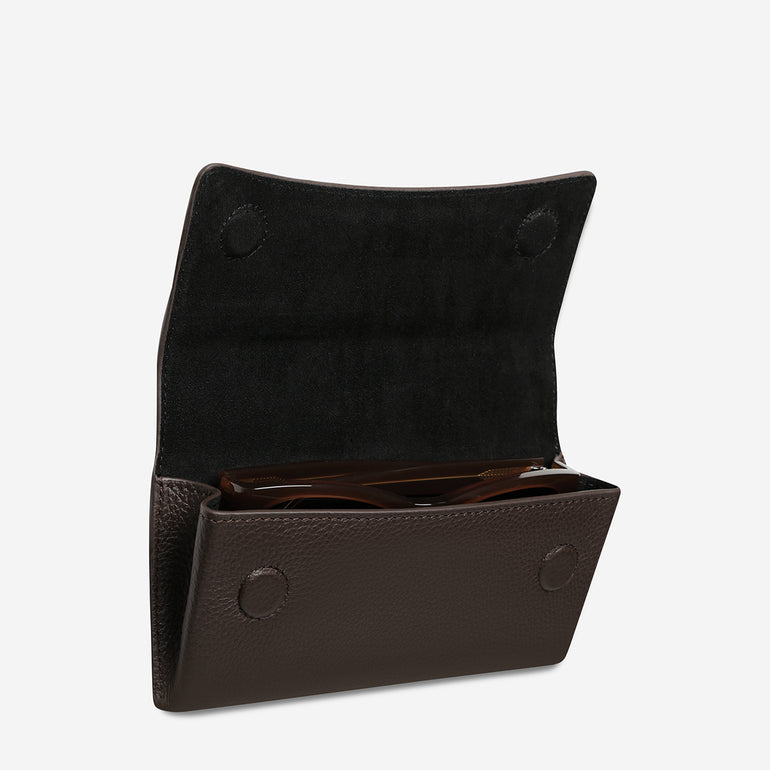 Status Anxiety ‘Into The Ether’ Leather Sunglasses Case Cocoa