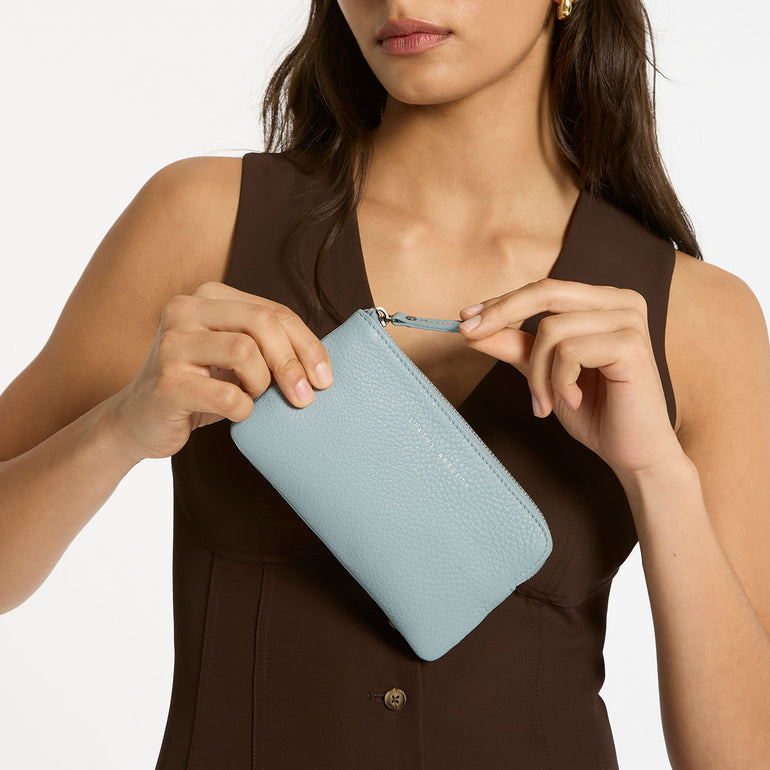 Status Anxiety Smoke and Mirrors Women's Leather Pouch Wallet Powder Blue