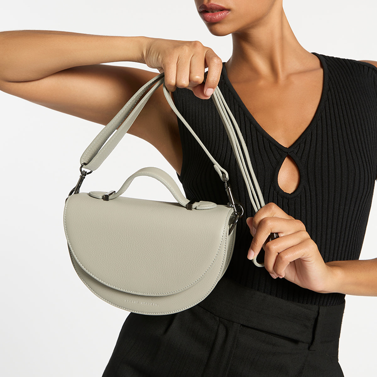 Light grey best sale leather bag