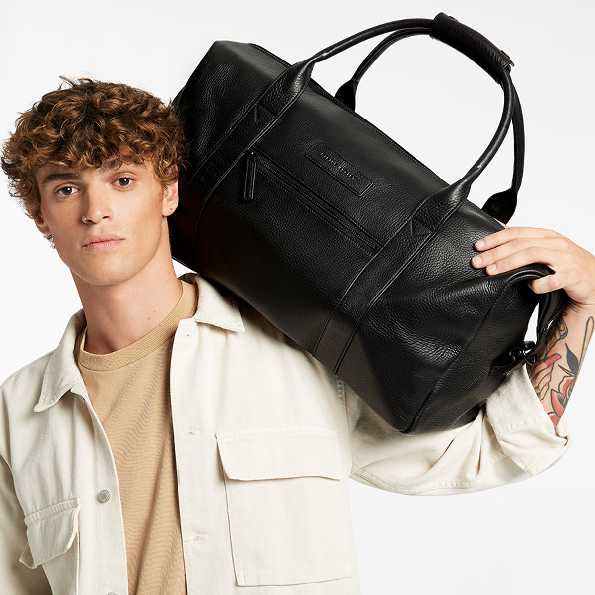 Everything I Wanted Black Leather Duffle Bag Status Anxiety