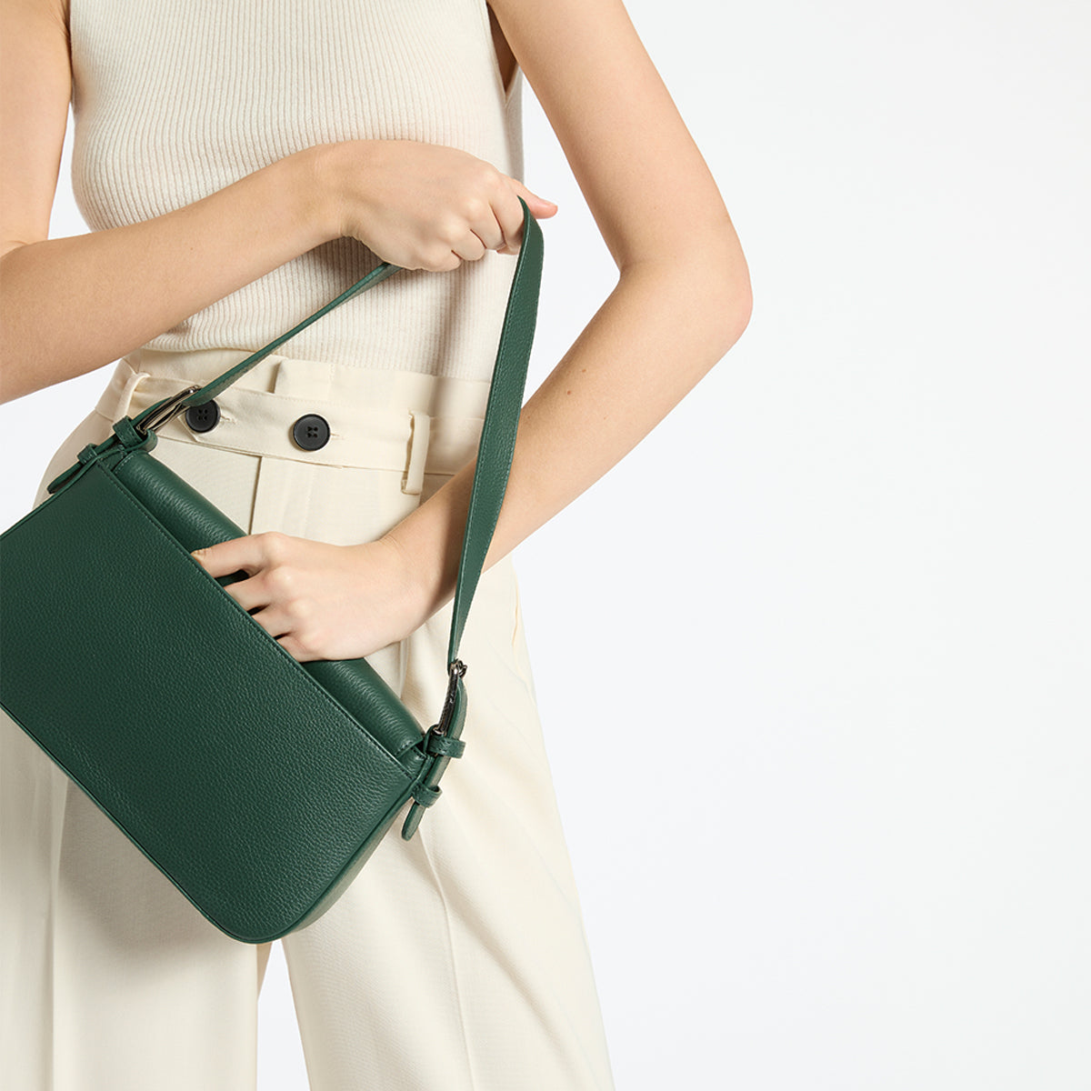 Green leather sales shoulder bag