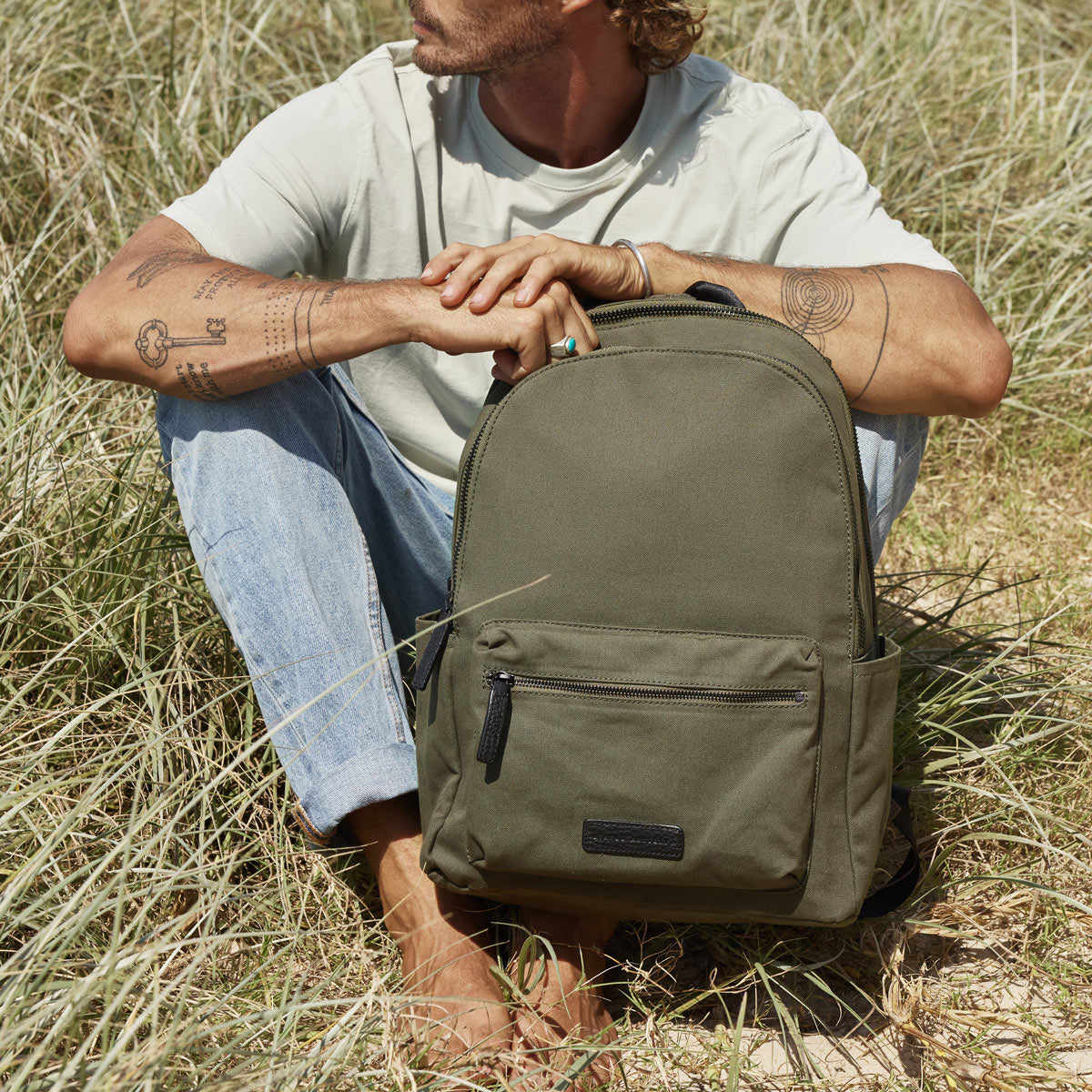 Khaki backpacks on sale