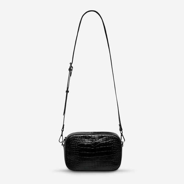 Saint Laurent Monogram Bubble Small Crossbody Bag Black Crocodile-Effect  Matte Leather