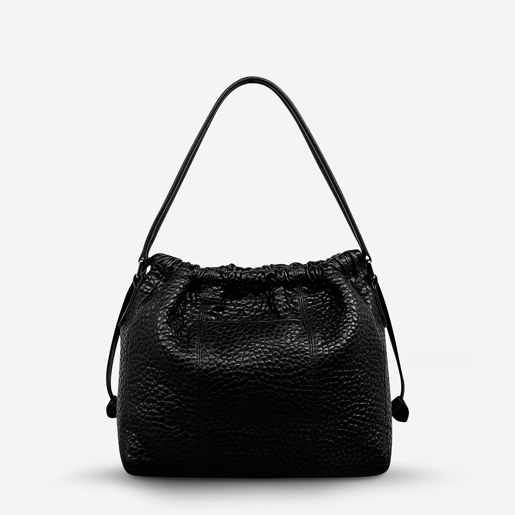 Point Of No Return Women's Black Bubble Leather Bag | Status Anxiety®