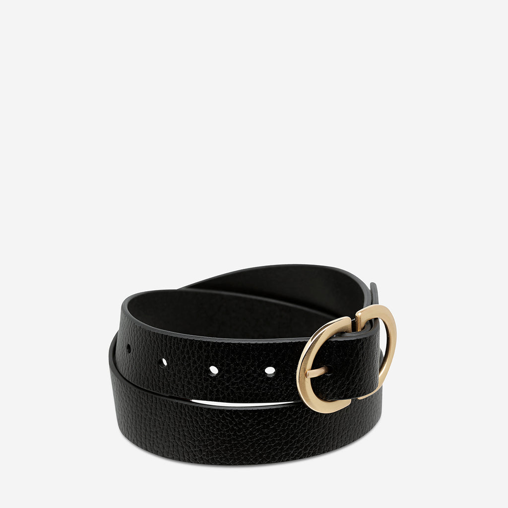 In Reverse Women's Black Leather Belt | Status Anxiety®