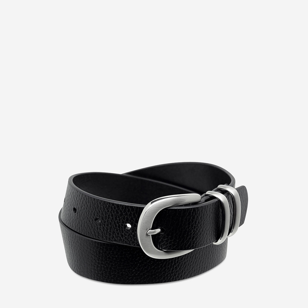 Let it Be Women's Black Leather Belt | Status Anxiety®
