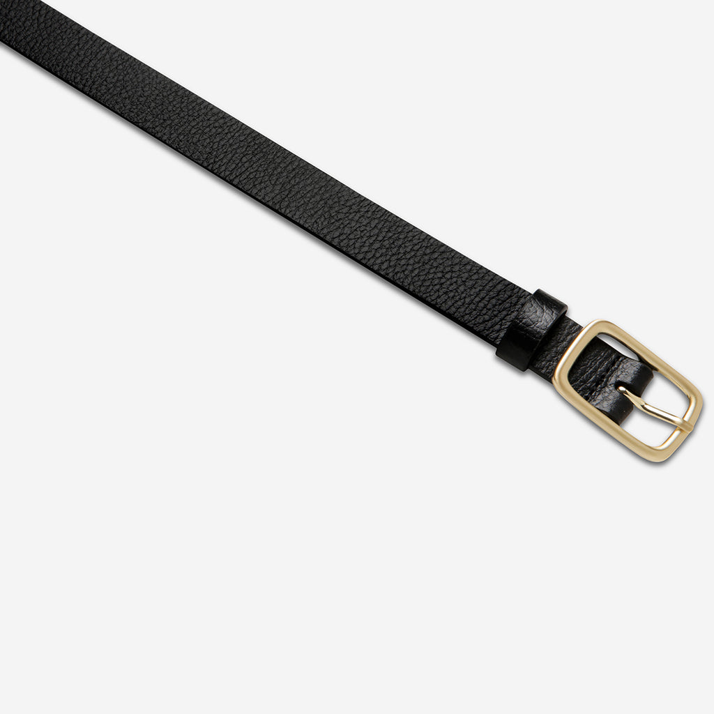 Nobody's Fault Women's Black/Gold Leather Belt | Status Anxiety®